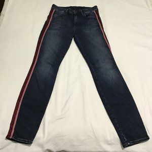 Mother High Waist Looker Jeans Here Kitty Kitty Racer Glitter Size 26